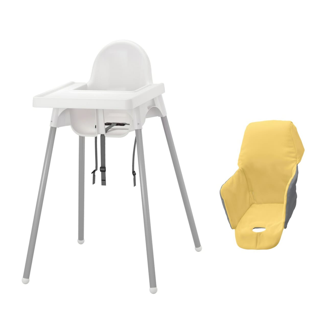 IKEA ANTILOP HIGH CHAIR WHITE WITH CUSHION YELLOW